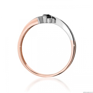 Pierścionek W0177 Czarny Diament 0,12ct różowe złoto