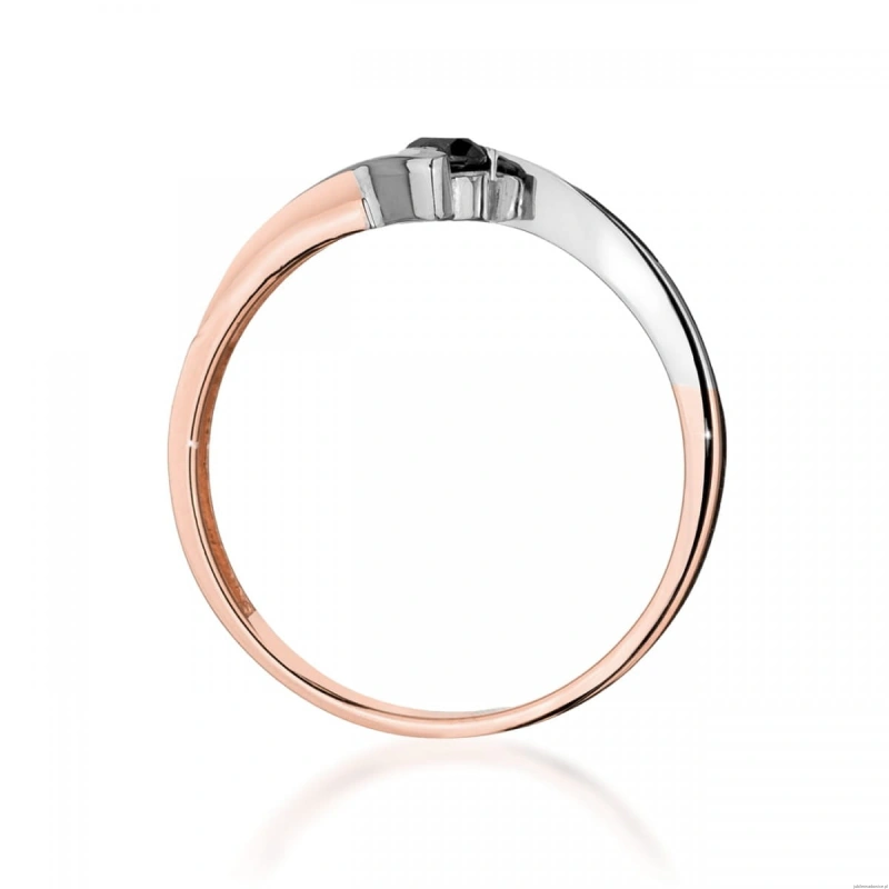 Pierścionek W0177 Czarny Diament 0,12ct różowe złoto