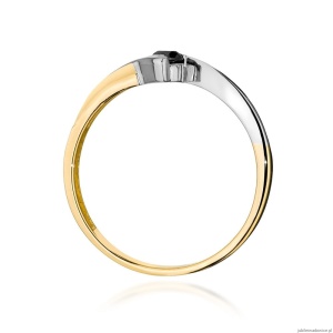 Pierścionek W0177 Czarny Diament 0,12ct żółte złoto