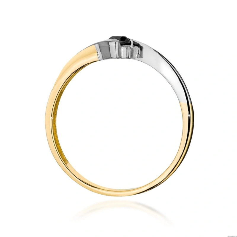 Pierścionek W0177 Czarny Diament 0,12ct żółte złoto
