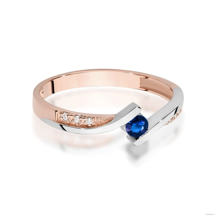 Pierścionek W0177 Szafir 0,15ct różowe złoto