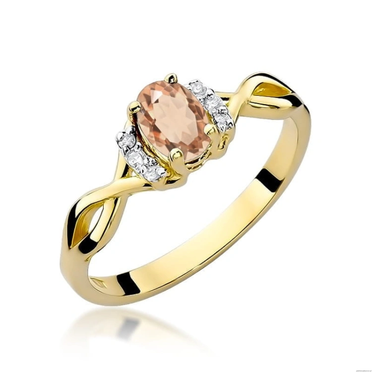 Pierścionek W019 Morganit 0,40ct żółte złoto