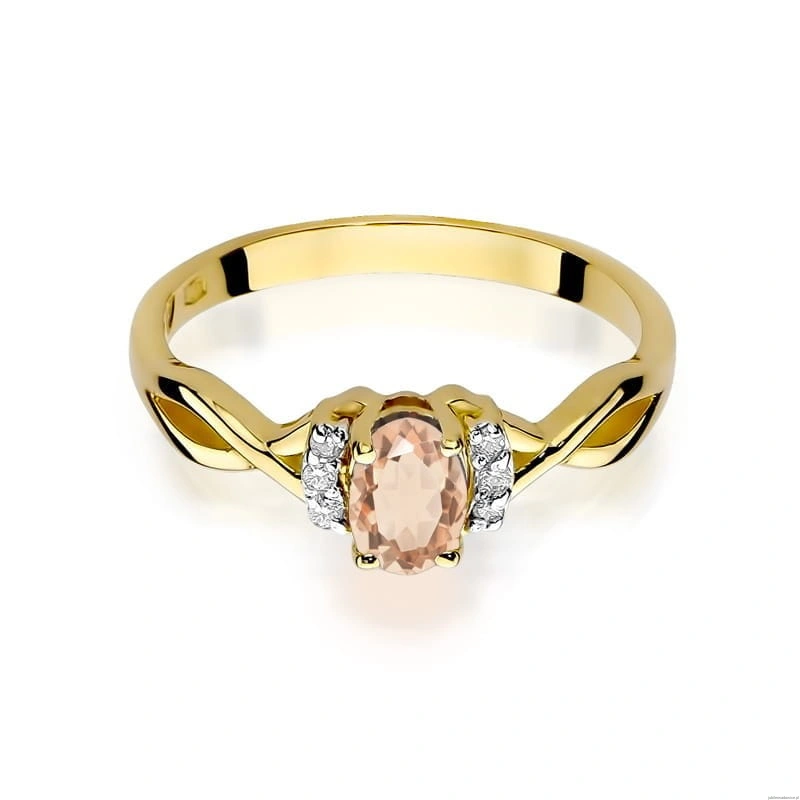 Pierścionek W019 Morganit 0,40ct żółte złoto