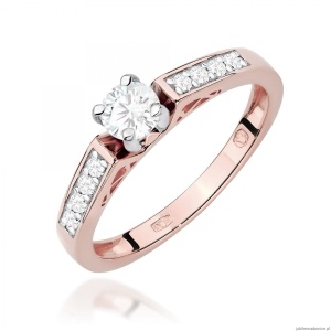 Pierścionek W0198 Diament Laboratoryjny 0,30ct różowe złoto