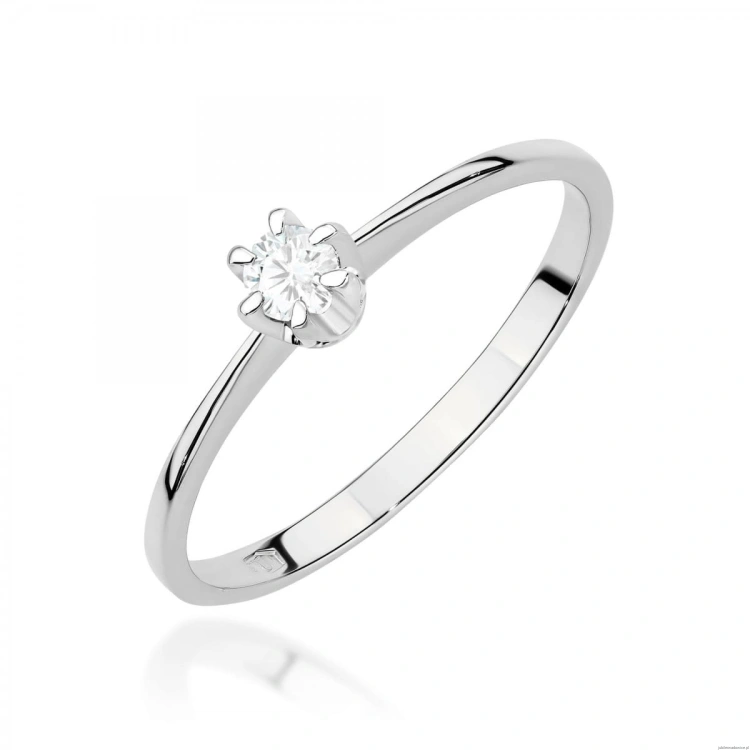 Pierścionek W0220 Diament Laboratoryjny 0,10ct białe złoto