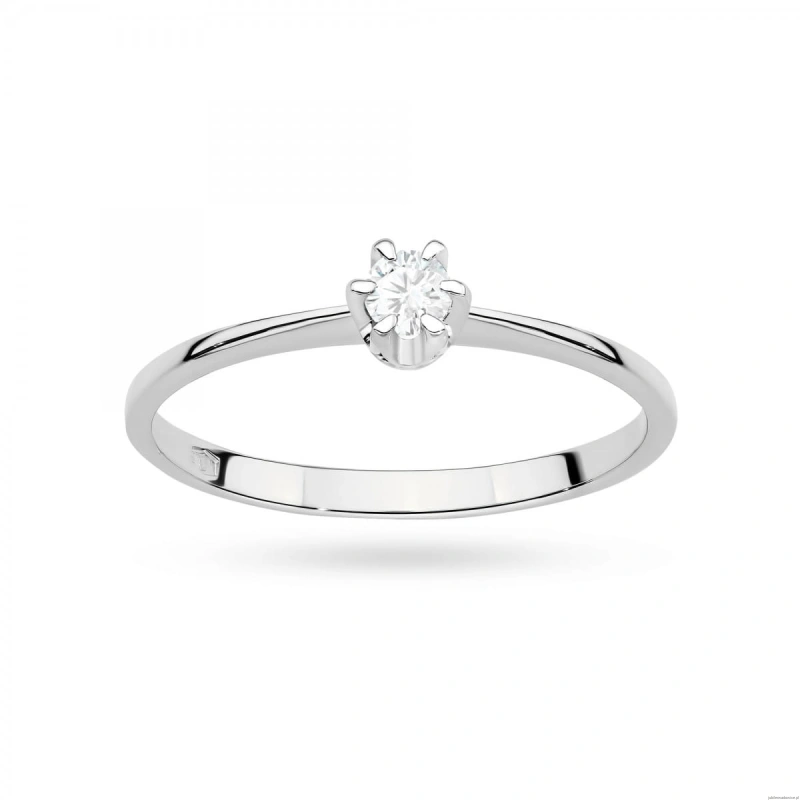 Pierścionek W0220 Diament Laboratoryjny 0,10ct białe złoto