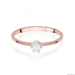 Pierścionek W0220 Diament Laboratoryjny 0,10ct różowe złoto