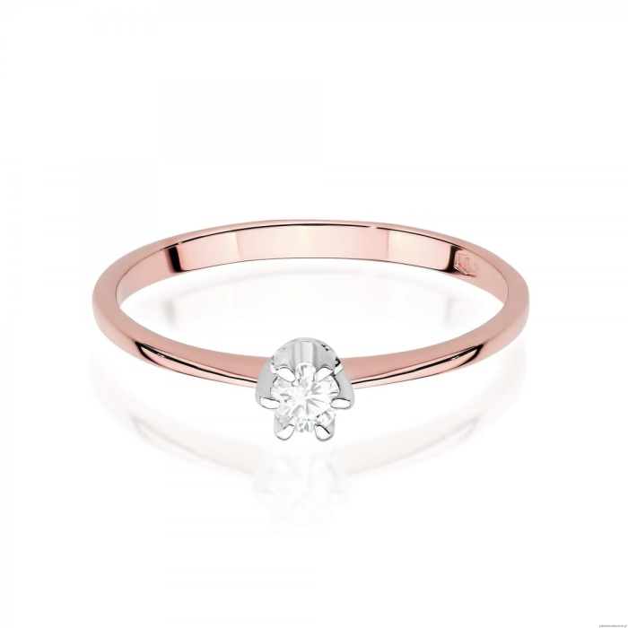 Pierścionek W0220 Diament Laboratoryjny 0,10ct różowe złoto