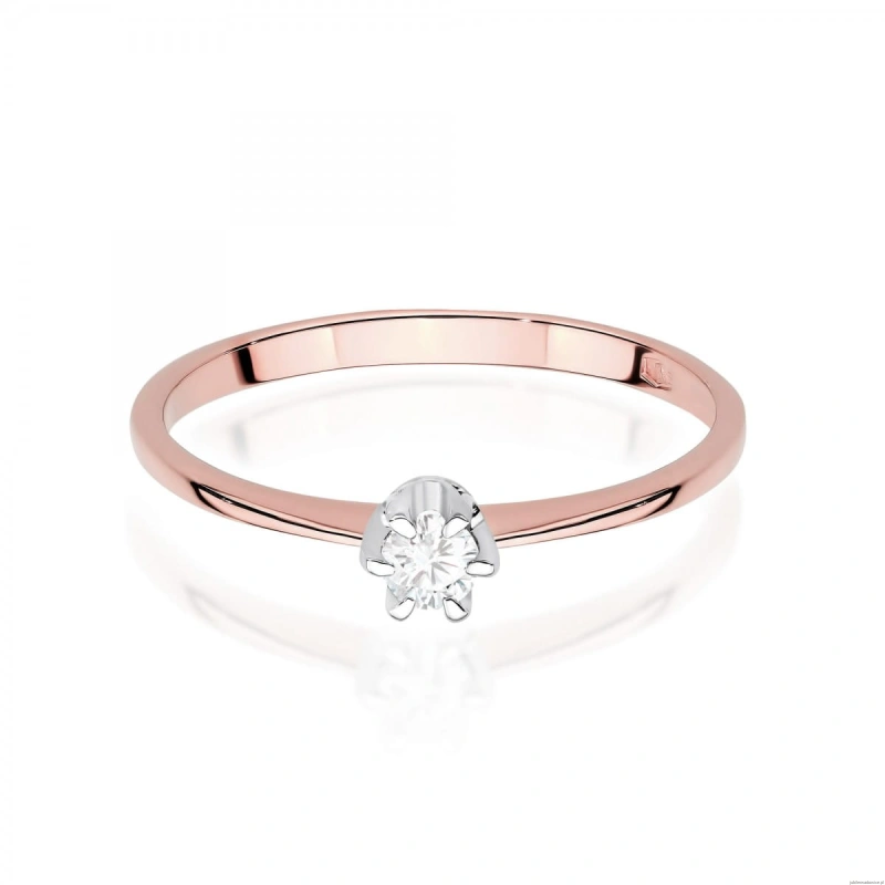 Pierścionek W0220 Diament Laboratoryjny 0,10ct różowe złoto