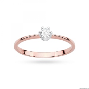 Pierścionek W0220 Diament Laboratoryjny 0,10ct różowe złoto