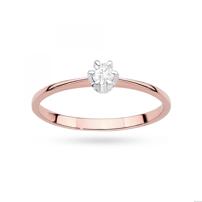 Pierścionek W0220 Diament Laboratoryjny 0,10ct różowe złoto