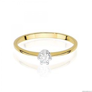 Pierścionek W0220 Diament Laboratoryjny 0,10ct żółte złoto
