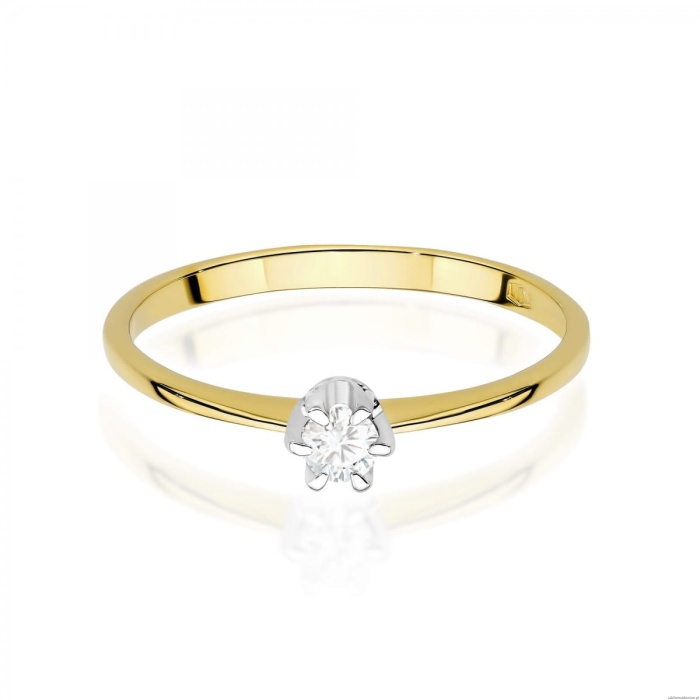 Pierścionek W0220 Diament Laboratoryjny 0,10ct żółte złoto
