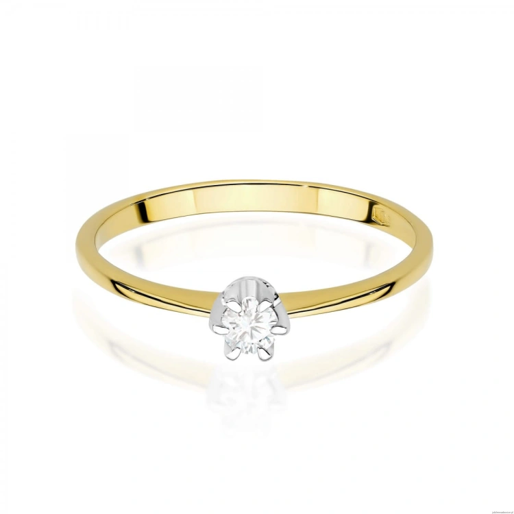 Pierścionek W0220 Diament Laboratoryjny 0,10ct żółte złoto