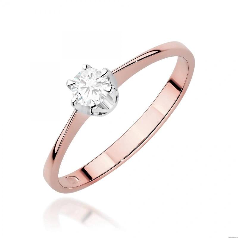 Pierścionek W0220 Diament Laboratoryjny 0,20ct różowe złoto