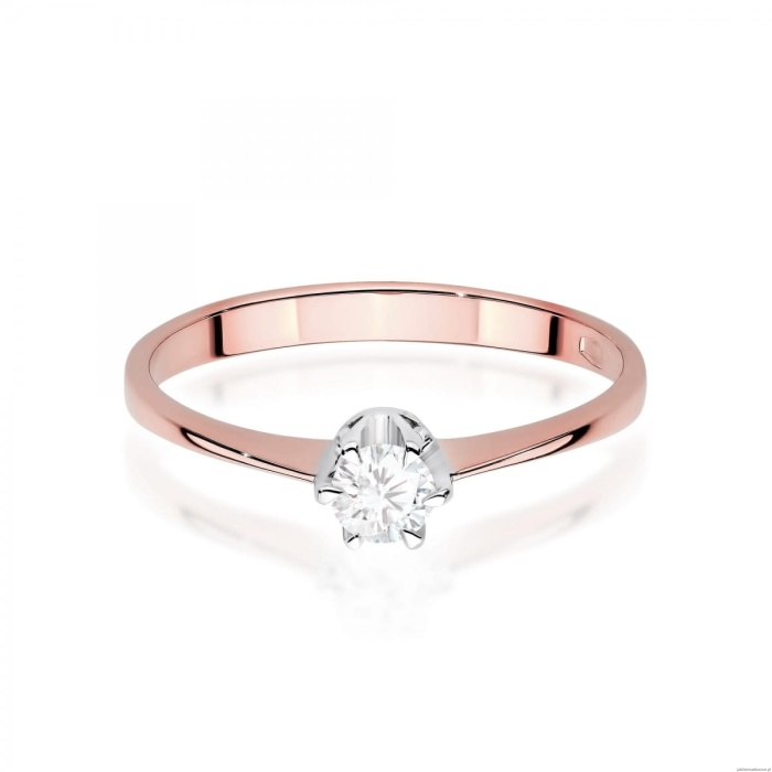 Pierścionek W0220 Diament Laboratoryjny 0,20ct różowe złoto