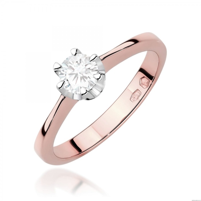 Pierścionek W0220 Diament Laboratoryjny 0,30ct różowe złoto