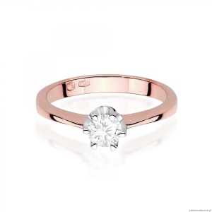 Pierścionek W0220 Diament Laboratoryjny 0,30ct różowe złoto