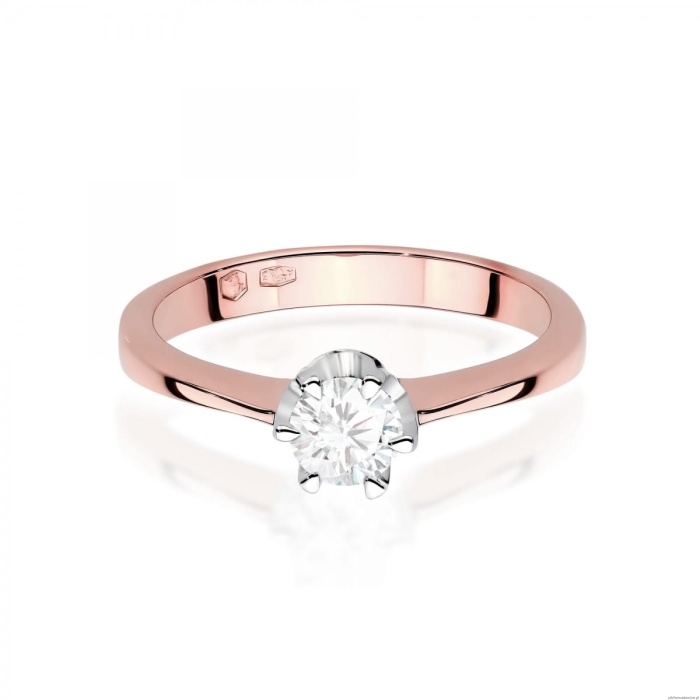 Pierścionek W0220 Diament Laboratoryjny 0,30ct różowe złoto