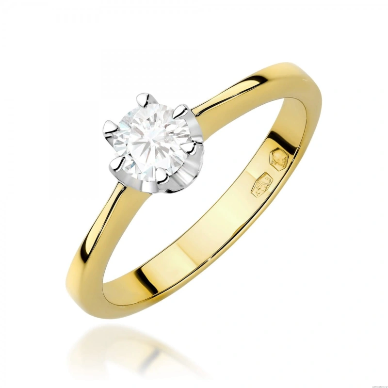 Pierścionek W0220 Diament Laboratoryjny 0,30ct żółte złoto