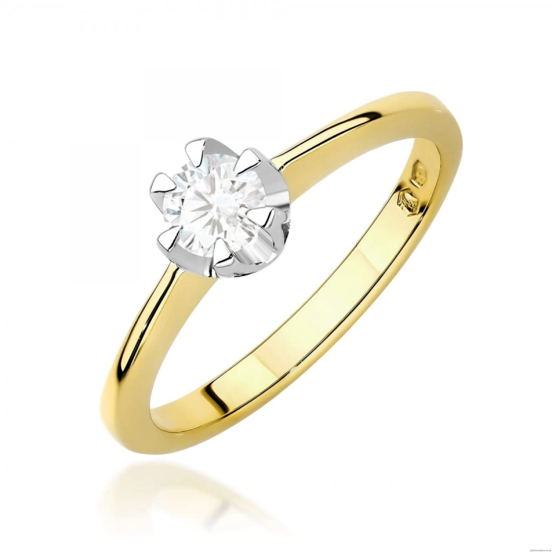 Pierścionek W0220 Diament Laboratoryjny 0,40ct żółte złoto