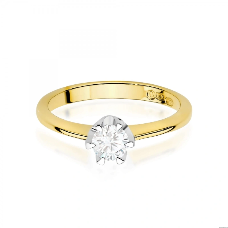 Pierścionek W0220 Diament Laboratoryjny 0,50ct żółte złoto
