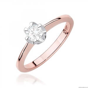 Pierścionek W0220 Diament Laboratoryjny 0,40ct różowe złoto