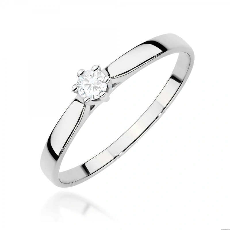 Pierścionek W0222 Diament Laboratoryjny 0,10ct białe złoto