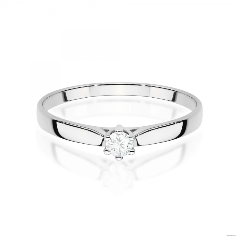 Pierścionek W0222 Diament Laboratoryjny 0,10ct białe złoto
