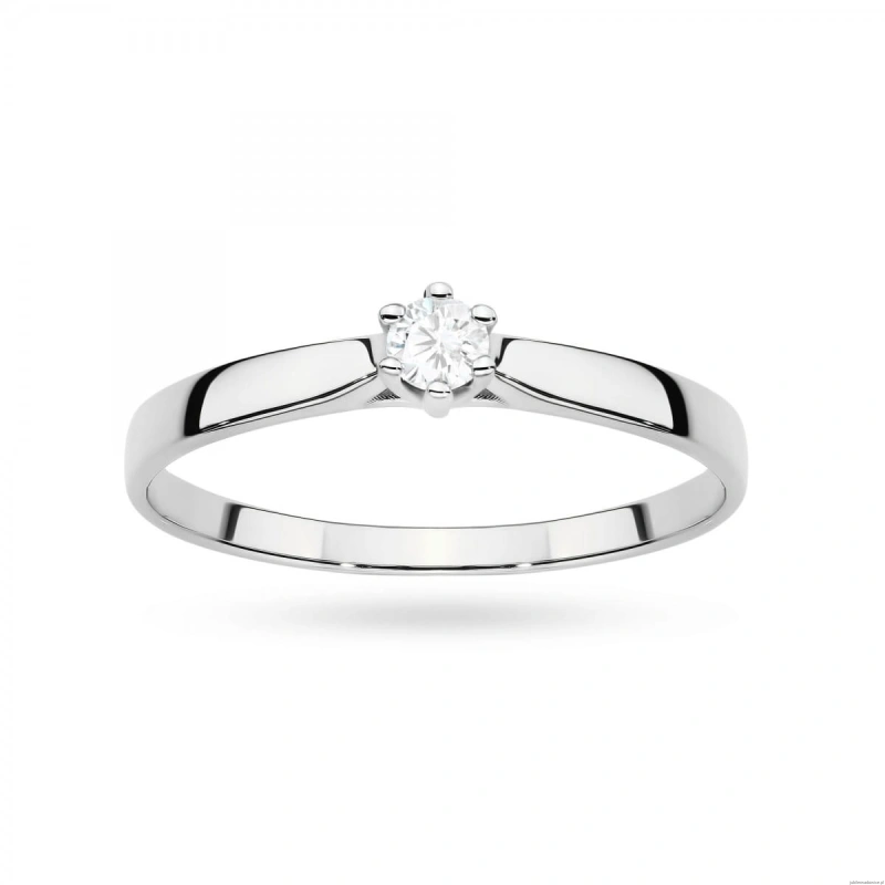 Pierścionek W0222 Diament Laboratoryjny 0,10ct białe złoto
