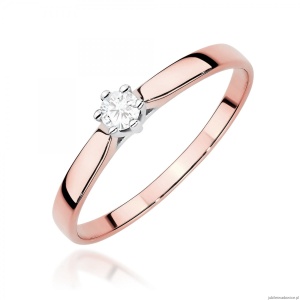 Pierścionek W0222 Diament Laboratoryjny 0,10ct różowe złoto