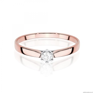 Pierścionek W0222 Diament Laboratoryjny 0,10ct różowe złoto