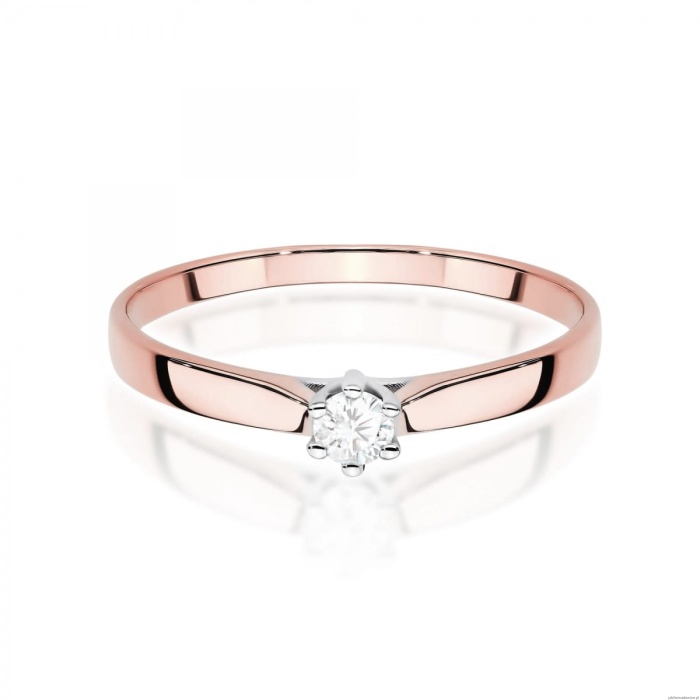 Pierścionek W0222 Diament Laboratoryjny 0,10ct różowe złoto