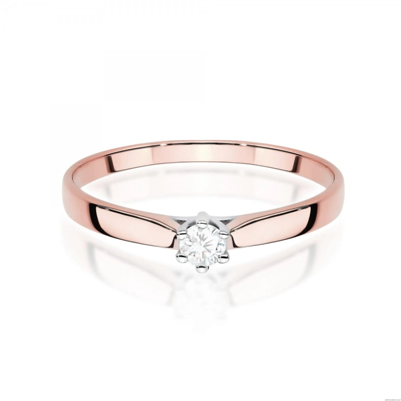 Pierścionek W0222 Diament Laboratoryjny 0,10ct różowe złoto