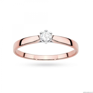 Pierścionek W0222 Diament Laboratoryjny 0,10ct różowe złoto