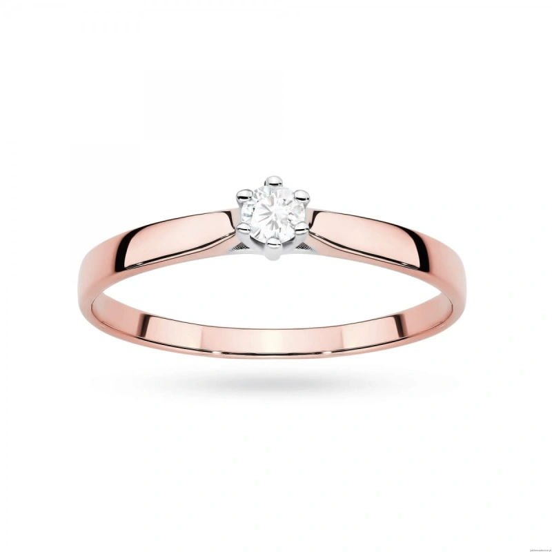 Pierścionek W0222 Diament Laboratoryjny 0,10ct różowe złoto