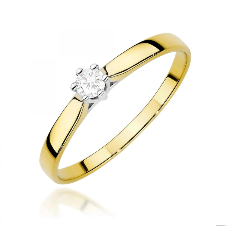 Pierścionek W0222 Diament Laboratoryjny 0,10ct żółte złoto