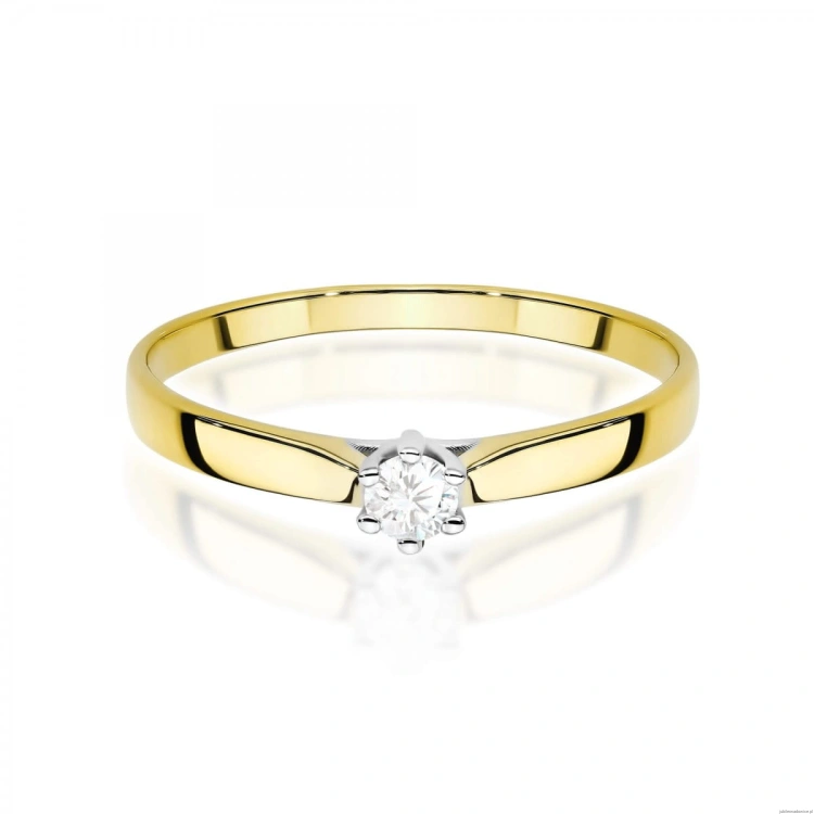 Pierścionek W0222 Diament Laboratoryjny 0,10ct żółte złoto
