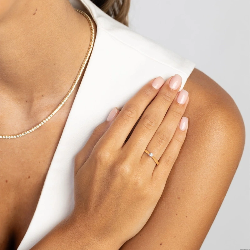 Pierścionek W0222 Diament Laboratoryjny 0,10ct żółte złoto