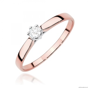 Pierścionek W0222 Diament Laboratoryjny 0,20ct różowe złoto