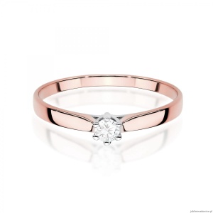 Pierścionek W0222 Diament Laboratoryjny 0,20ct różowe złoto