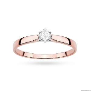 Pierścionek W0222 Diament Laboratoryjny 0,20ct różowe złoto