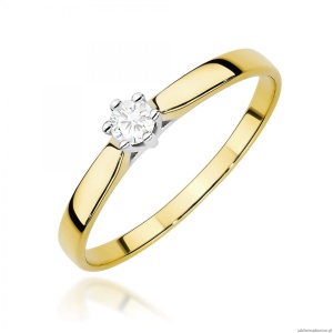 Pierścionek W0222 Diament Laboratoryjny 0,20ct żółte złoto