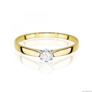 Pierścionek W0222 Diament Laboratoryjny 0,20ct żółte złoto