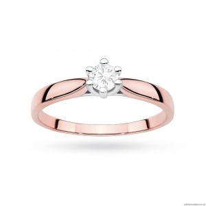 Pierścionek W0222 Diament Laboratoryjny 0,30ct różowe złoto