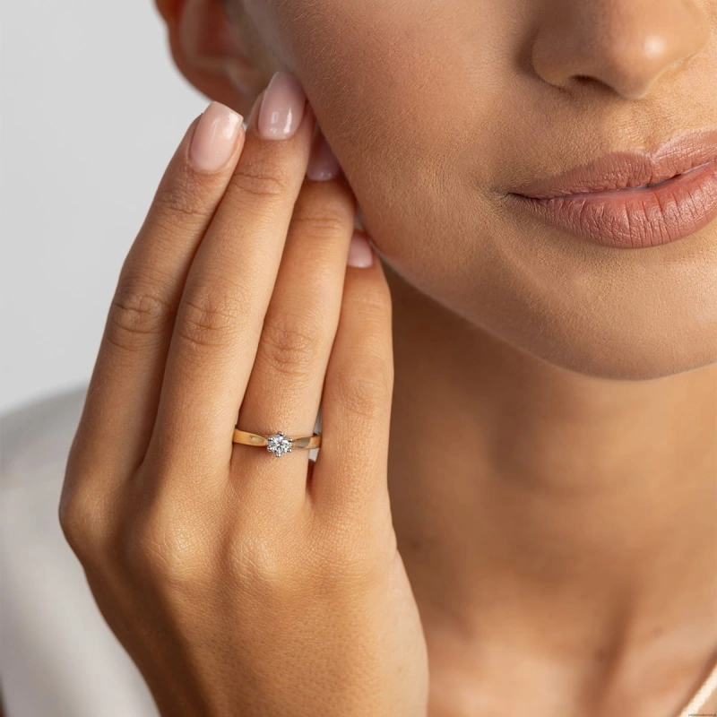 Pierścionek W0222 Diament Laboratoryjny 0,30ct żółte złoto