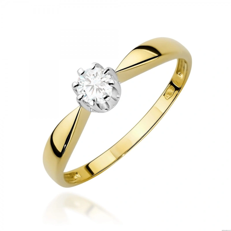 Pierścionek W0228 Diament Laboratoryjny 0,15ct żółte złoto