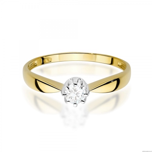 Pierścionek W0228 Diament Laboratoryjny 0,15ct żółte złoto