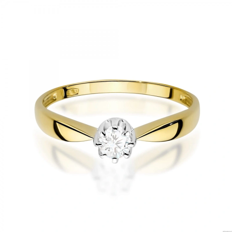 Pierścionek W0228 Diament Laboratoryjny 0,15ct żółte złoto