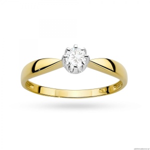 Pierścionek W0228 Diament Laboratoryjny 0,15ct żółte złoto